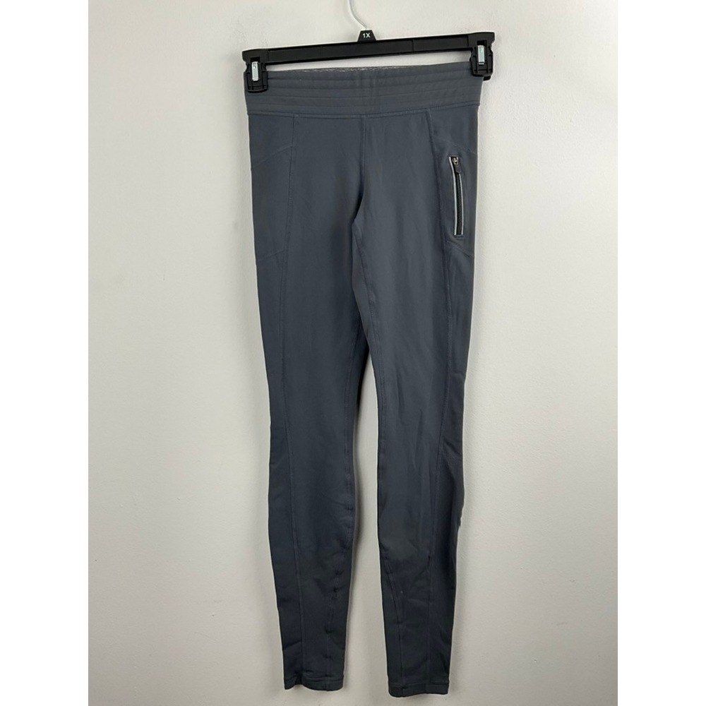lululemon Run Inspire Tight Leggings Gray‎ Women's Size 4 Zip Pocket – Good